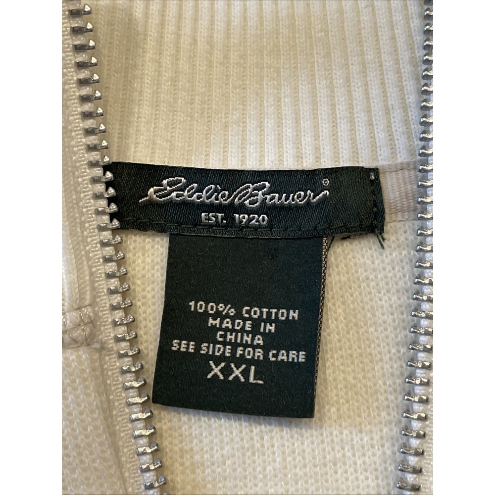 Eddie Bauer Men's 2XL 1/4 Zip Long Sleeve Pullover Sweater White - Picture 2 of 7